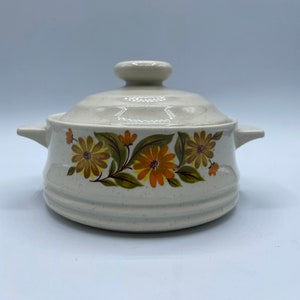 Vintage Capri Bake Serve N&#39; Store Individuele Steengoed Casserole Schotel
