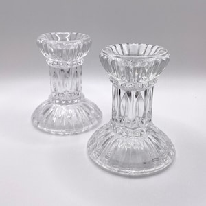 Vintage Pair Mikasa Jubilation Fluted Crystal Candlestick Holders
