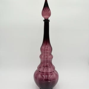 Italiaanse Empoli Amethyst Purple Optic Art Glass Genie Bottle Vintage Karaf