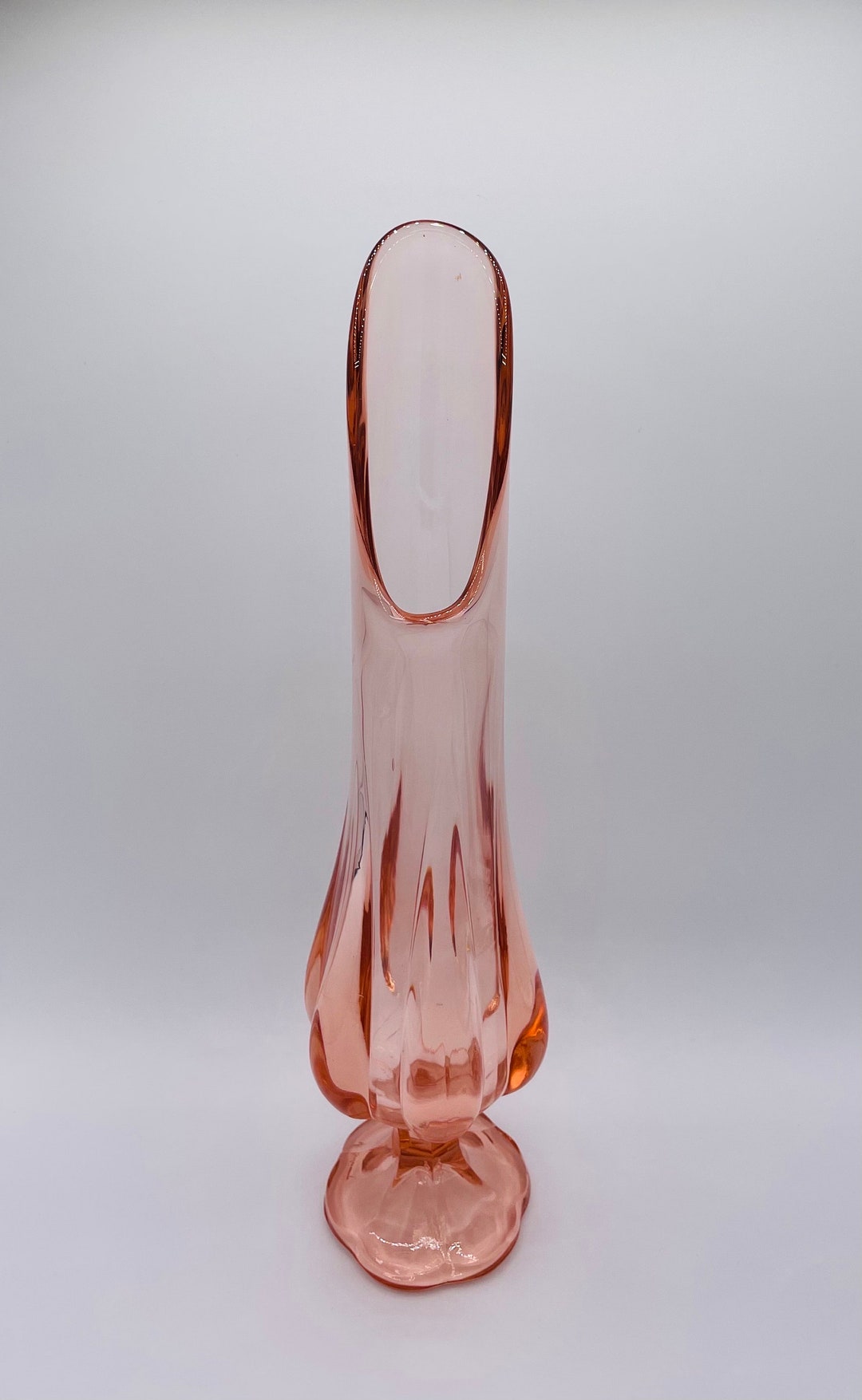 Vintage Pink Six Petal Swung Glass Vase by L.E. Smith Etsy