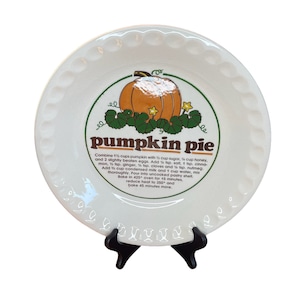 1986 Action Industries Pumpkin Pie Recipe Pie Plate with Crazing – Original Box, 11.5-inch