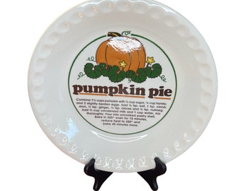 1986 アクション インダストリーズ パンプキン パイ レシピ パイ プレート ひび割れあり – オリジナル ボックス、11.5 インチ