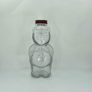 Vintage Snowcrest Clear Glass Bear Coin Bank with Original Lid