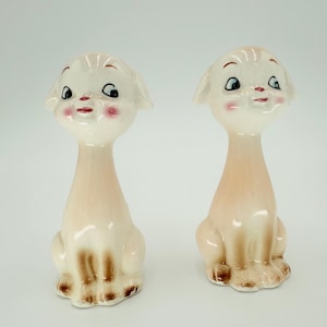 Vintage Ceramic Puppy Salt and Pepper Shaker Set Japan