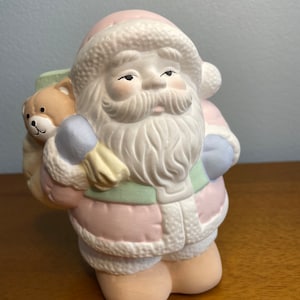 1989 Enesco Santa Coin Bank - Pastel Holiday Decor