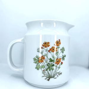 Vintage Ceramic Floral Water Pitcher by Takahashi of San Francisco, Made in Japan