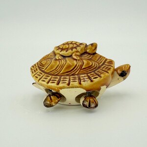 Vintage Glazed Ceramic Turtle Figurine – Rustic Folk Art