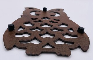 Sottopentola Decorativo In Ghisa A Forma Di Gufo, Vintage 15x17,8x2 Cm, Con Piedini In Gomma, TQGJPT50