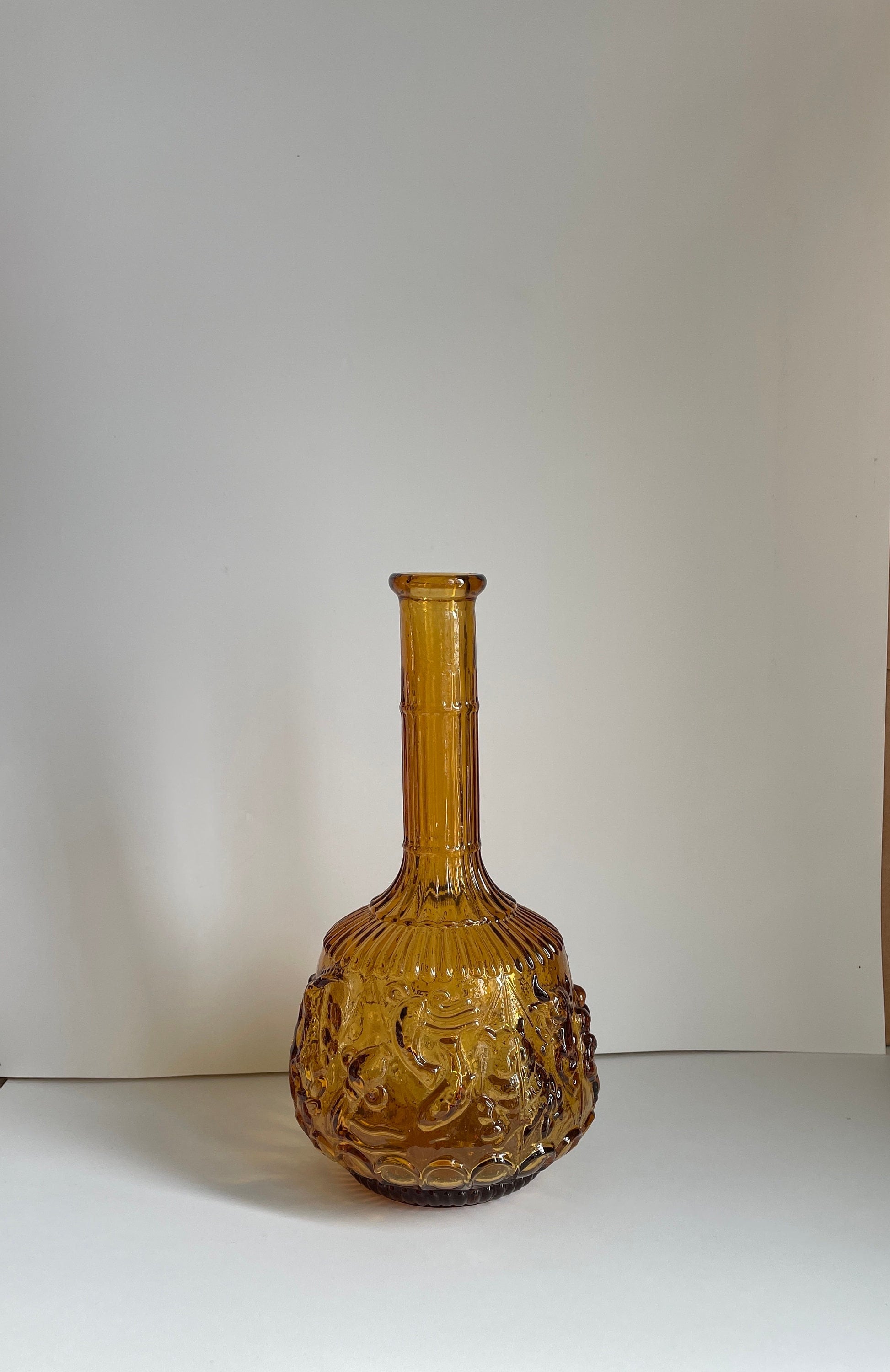 Vintage Empoli Amber Zodiac Glass Bottle - Made in Italy