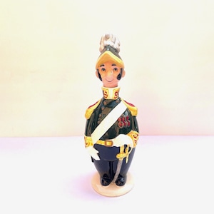 Vintage Military Officer Figural Decanter – Ceramic with Cork Stopper, Good Condition