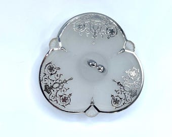 Vintage Milchglas Servierschale mit Silberauflage