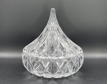 Vintage Crystal Lidded Candy Dish-Diamond Cut Design