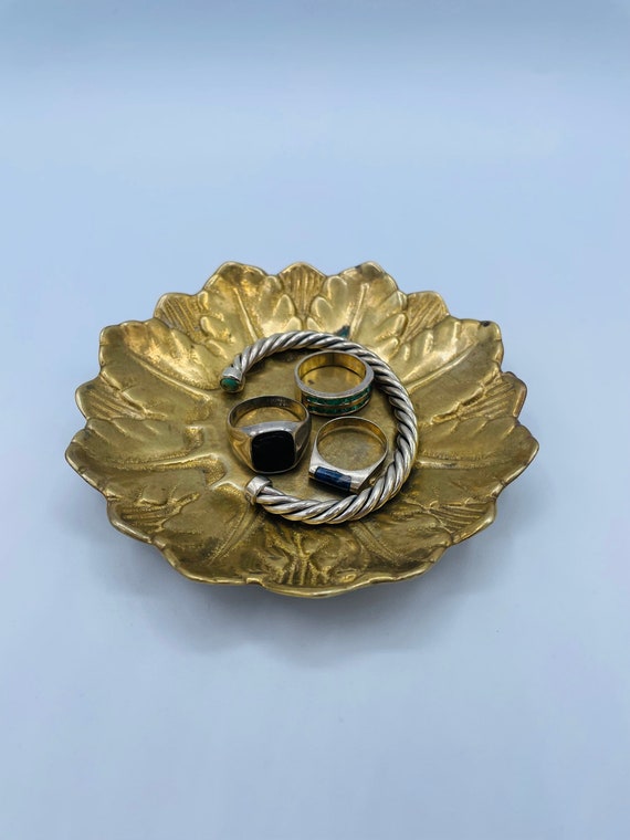 Vintage Brass Trinket Dish Jewelry Ring Dish Catc… - image 7