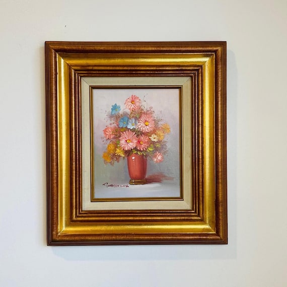 油彩画 花瓶の花 Shaw.jサイン入り 油彩画 花瓶の花 Shaw.jサイン入り
