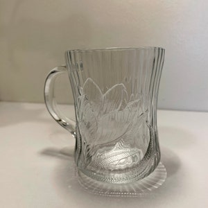 Vintage Set of 2 Clear Glass Mugs by Arcoroc with Cantrubury Design Made in France 10oz image 7