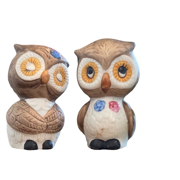 Vintage Set of Owl Salt and Pepper Shakers MCM Kitsch