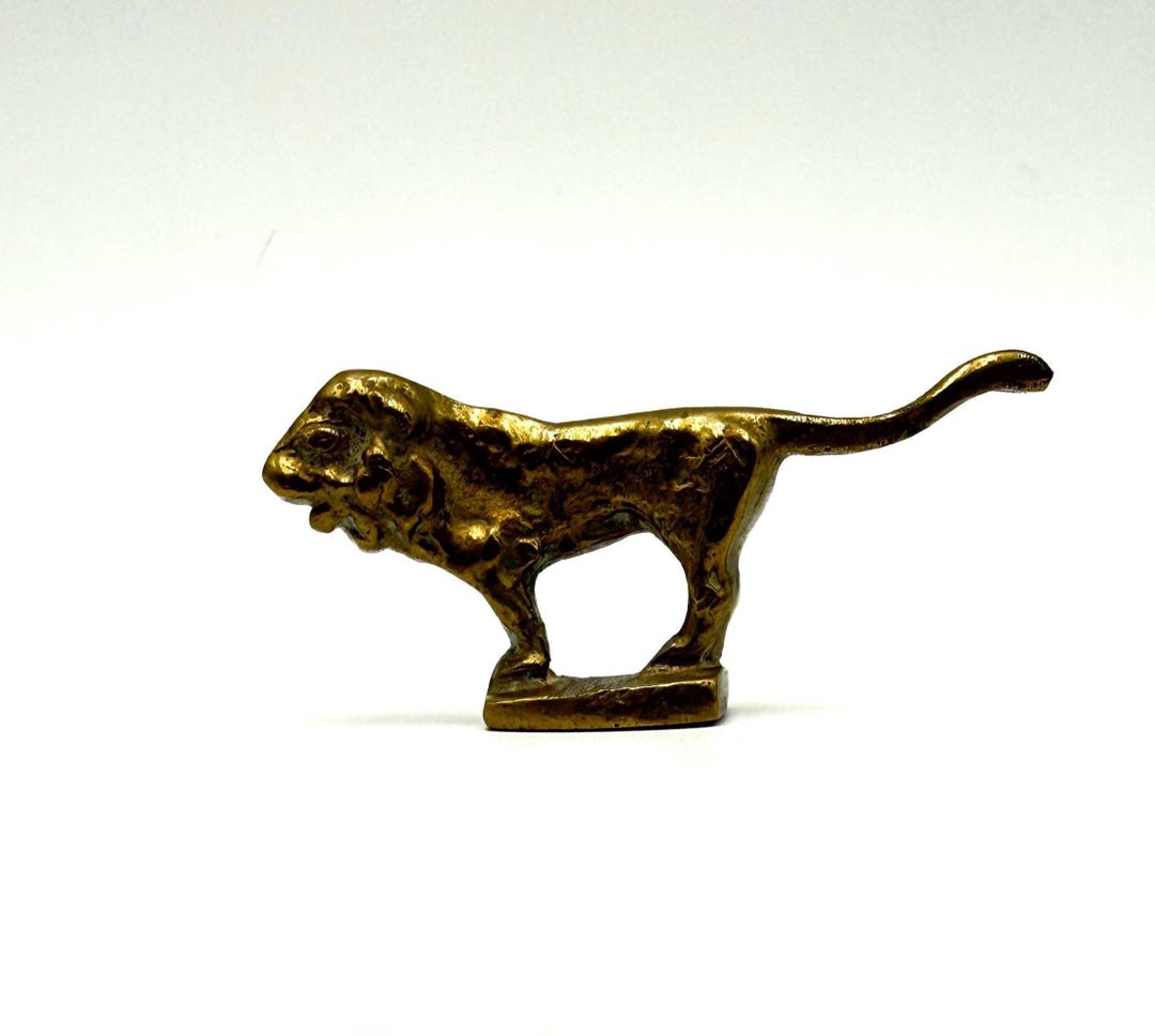 Vintage Solid Brass Lion Figurine - Etsy