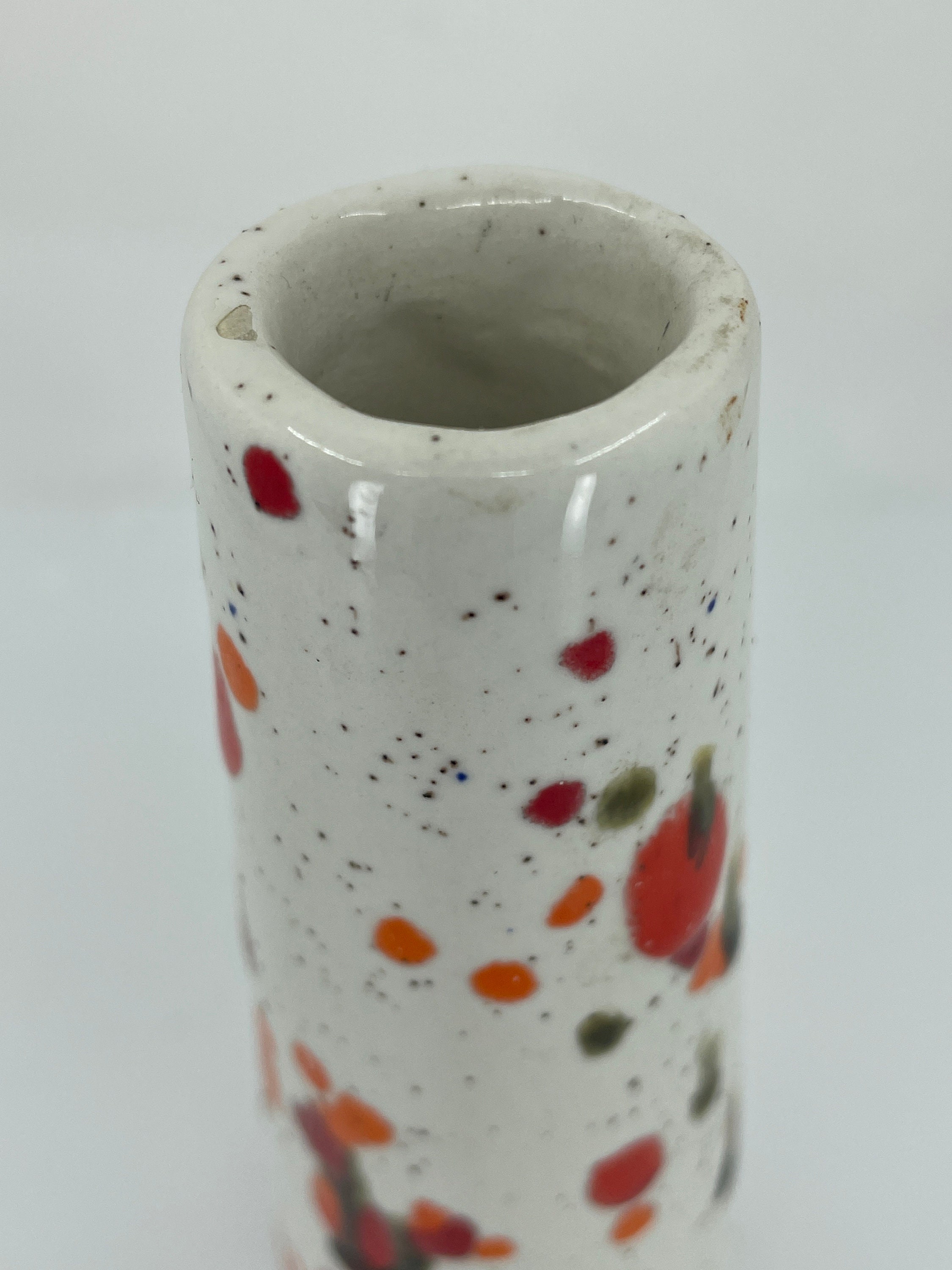 1976 Studio Pottery Vase With Vibrant Red and Orange Abstract Design - Etsy