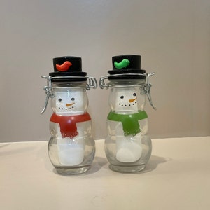 MSRF Vintage Christmas Glass Snowmen Jar Set