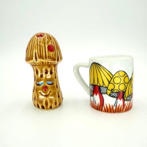 Vintage Mismatched Mushroom-Themed Salt and Pepper Shaker Set – Japan