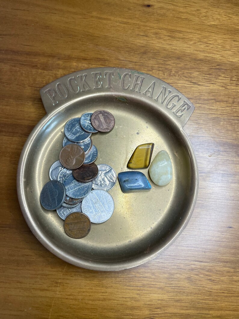 Vintage Brass Pocket Change Tray Coin Holder Catchall Etsy