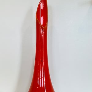 Vintage L.E. Smith Swung Glass Bittersweet Orange Vase 24 3/4&quot; MCM