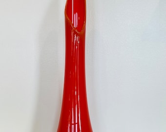 Vintage L.E. Smith Swung Glass Bittersweet Orange Vase 24 3/4&quot; MCM