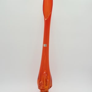 27.5” Viking Three Foil Persimmon Swung Glass Vase MCM