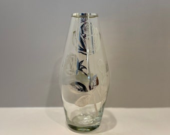 Vase vintage DeKra en argent sterling sur cristal rose - Fabriqué en Allemagne