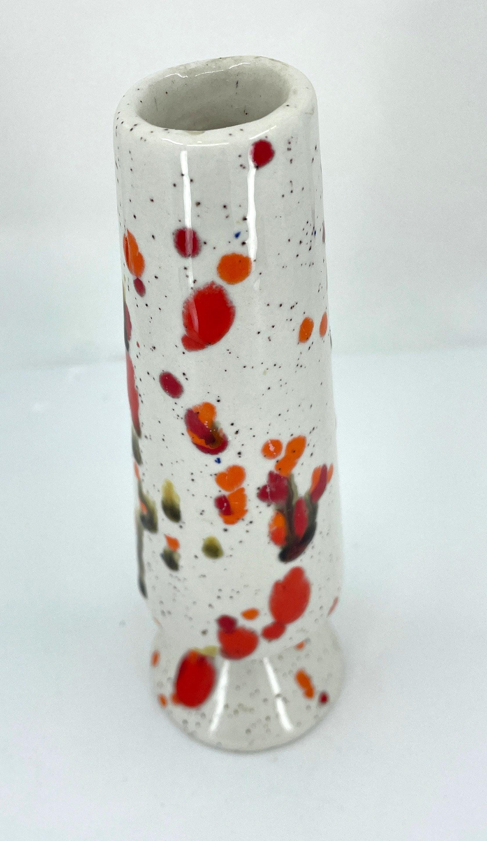 1976 Studio Pottery Vase With Vibrant Red and Orange Abstract Design - Etsy
