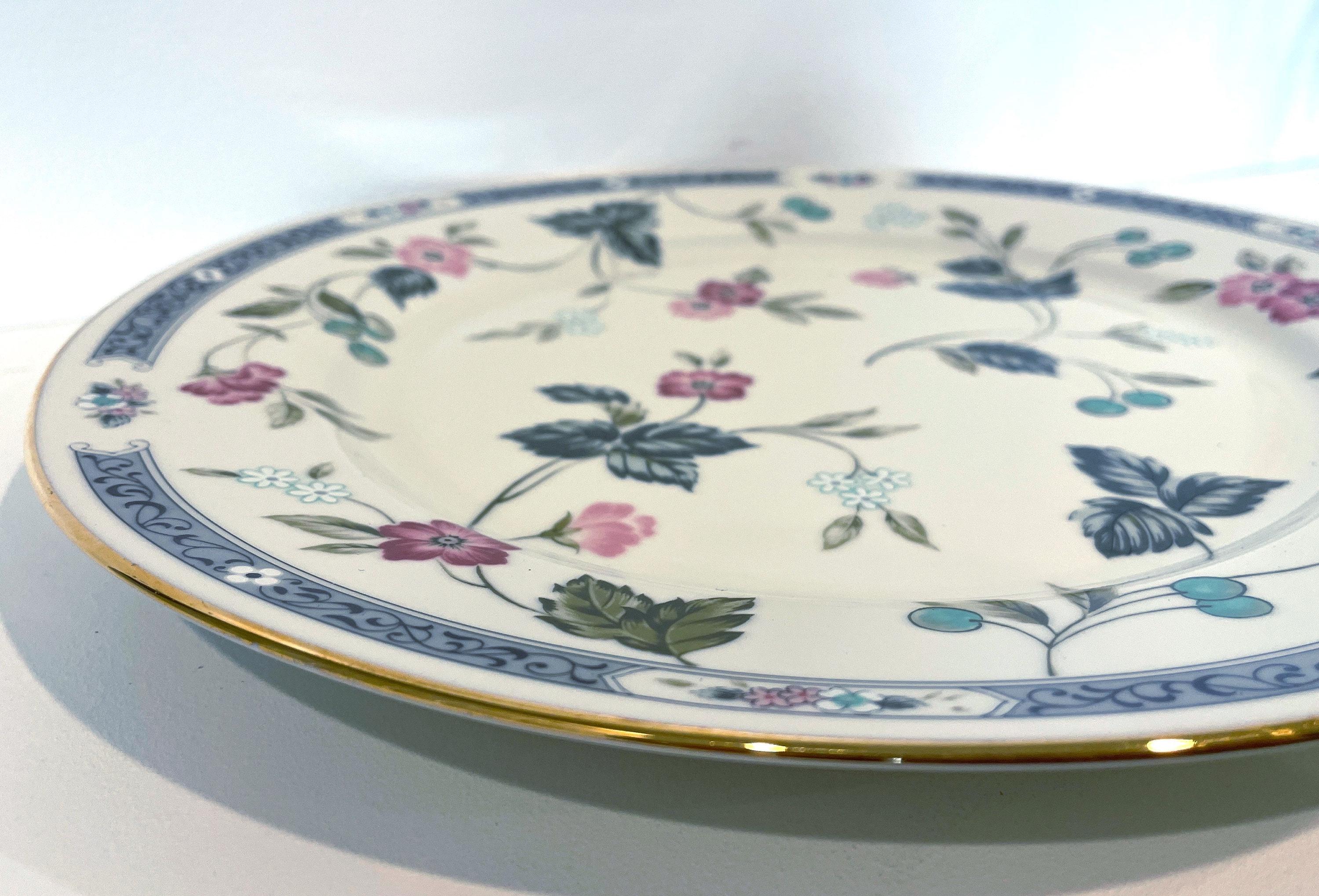 Set De 3 Pièces Porcelaine Andrea By Sadek – Assiette à Gâteau Florale Et 2 Serveurs (occasion)