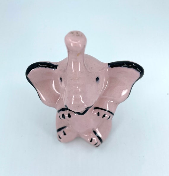 1950's Studio Pottery Vintage Sitting Pink Elepha… - image 8