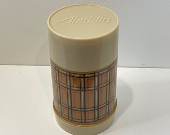 Vintage Aladdin Plaid Thermos – 1970s Retro Pint Bottle