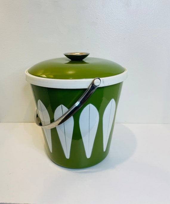 Vintage Green Lotus Design Enamelware Ice Bucket by - Etsy