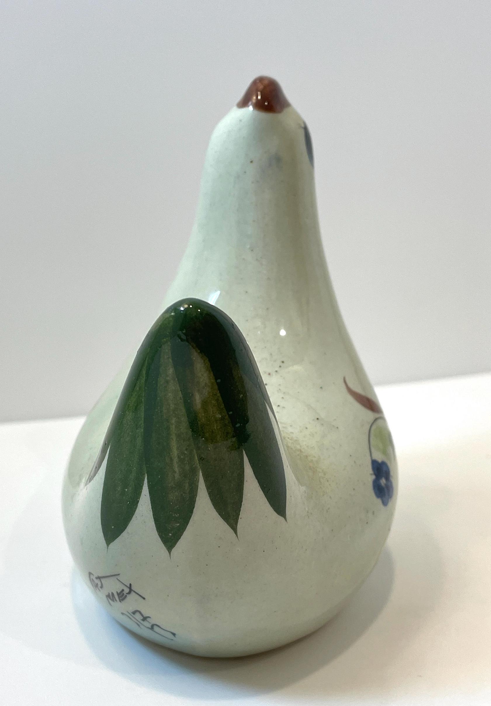 花柄デザインの手描き陶器製鳥の置物 – メキシコ製、アーティスト 