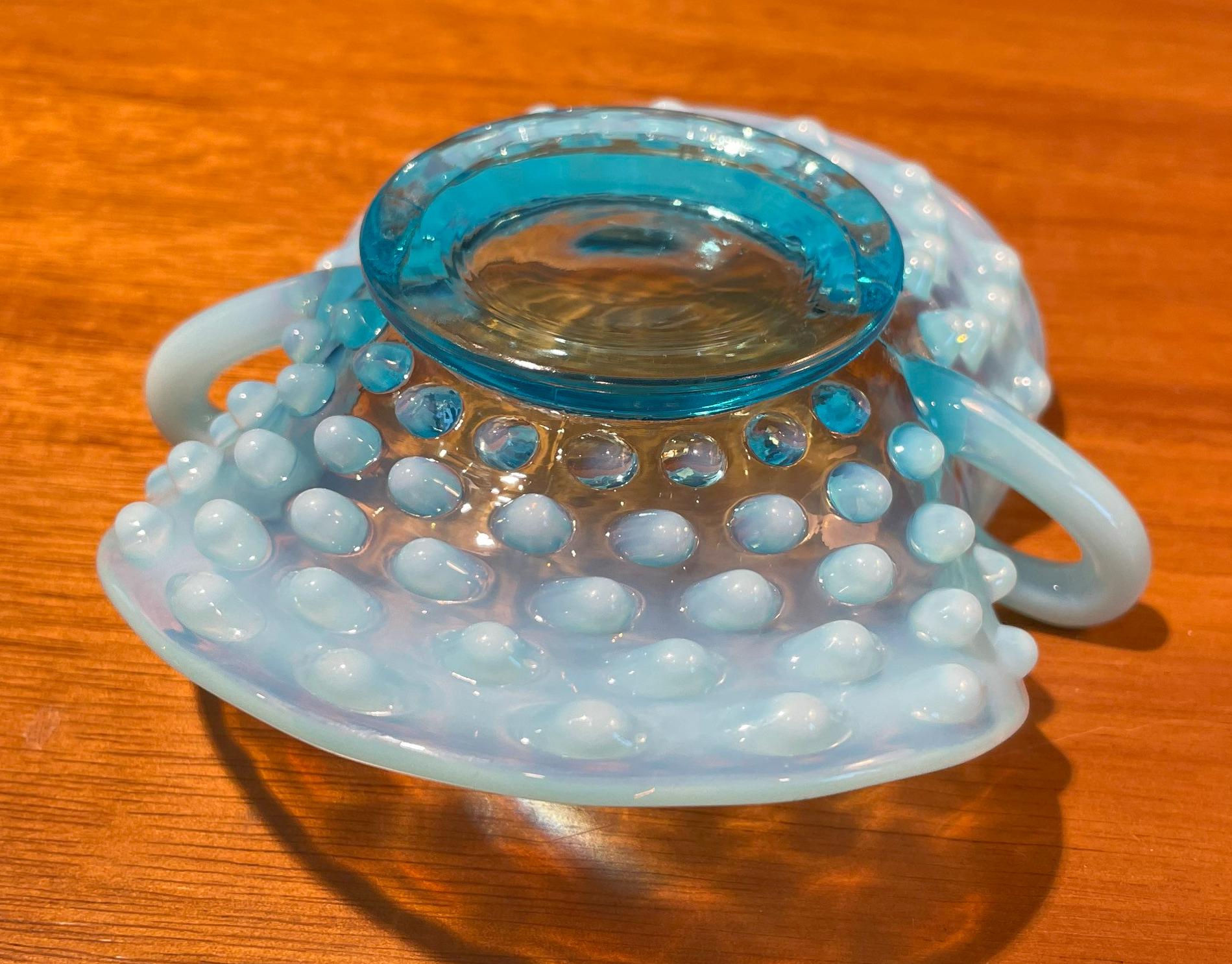 ヴィンテージ フェントン オパールセント ホブネイル ガラス ボウル