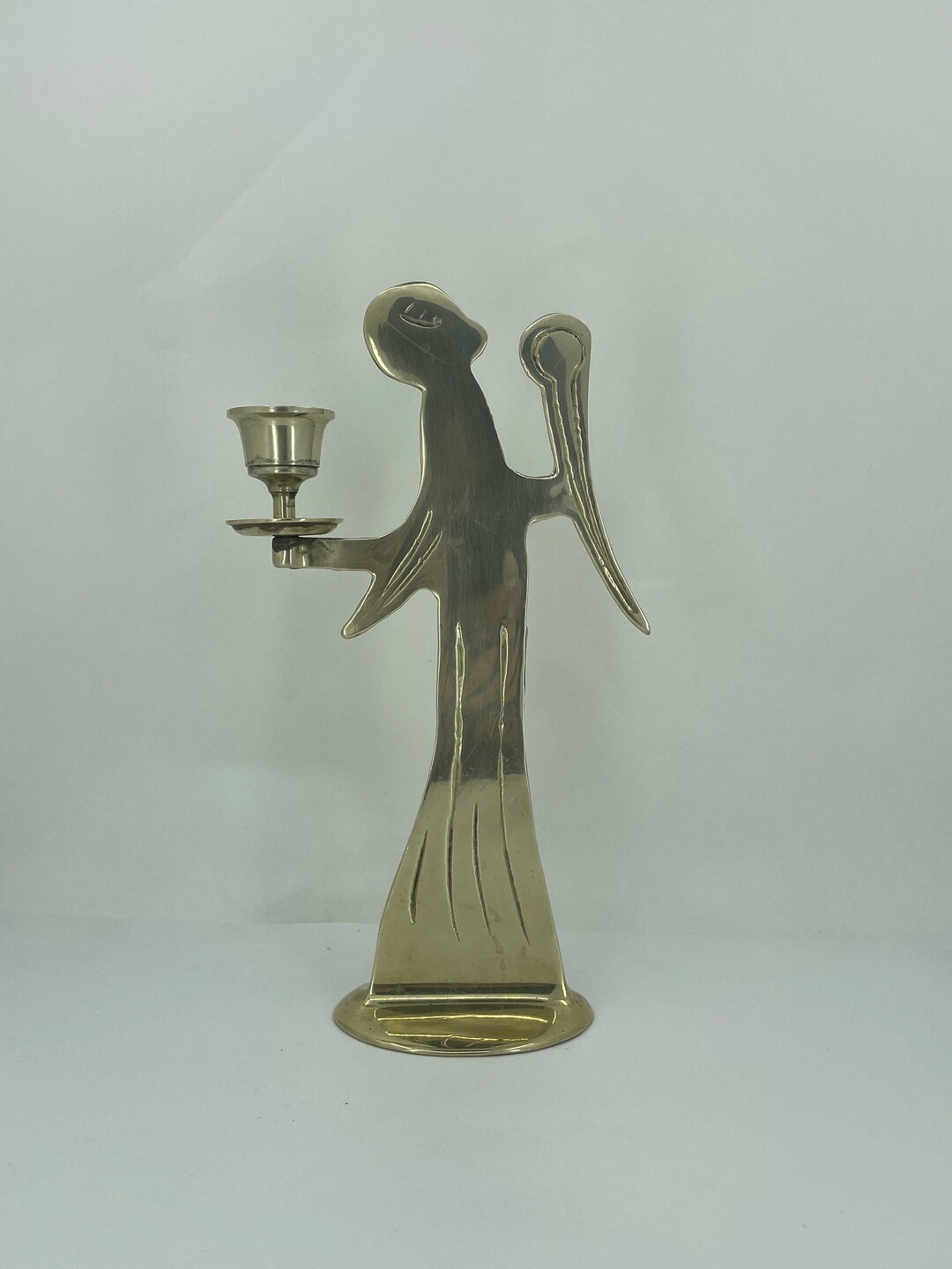 Vintage Brass Angel Candlestick Holder Etsy