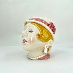 Vintage Quon-Quon Lady Head Mug | 1981 Japan Ceramic Face Mug