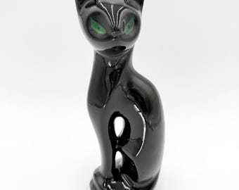 ヴィンテージの黄色と黒のセラミック製猫の置物 - Etsy 日本