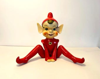 1950s Thames Japan Elf Figurine – Red Ceramic with Vintage Charm