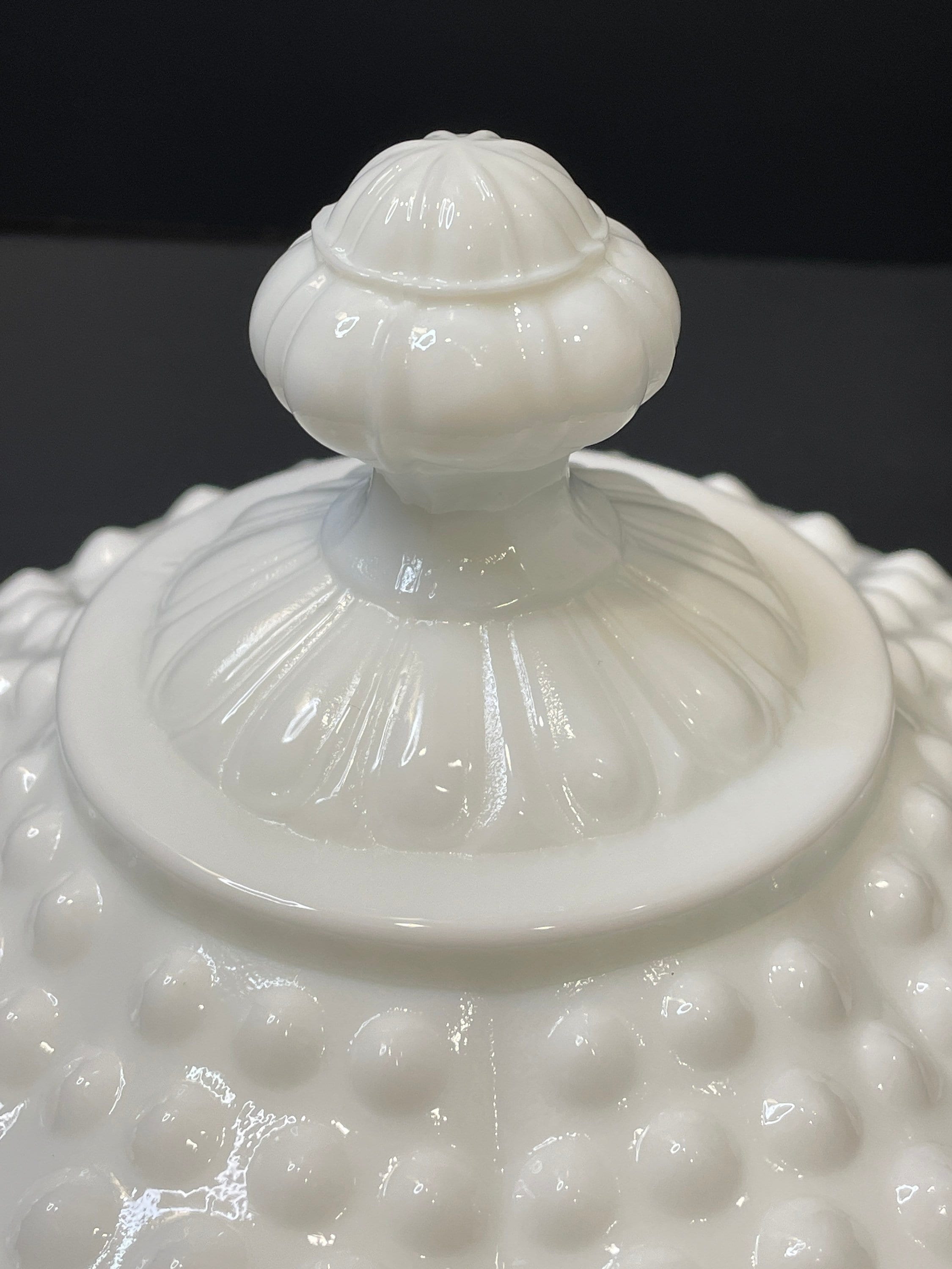 フェントン ボブネイル ミルクガラス 蓋付きキャンディディッシュ 美品