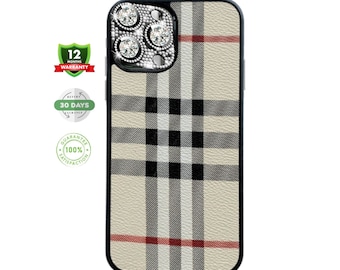 Case for Apple iPhone - Luxury Faux Hard Leather with Screen and Lens Protector