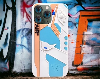 Étui bleu clair blanc pour baskets 3D pour iPhone, étui antichoc Streetwear Hypebeast pour iPhone