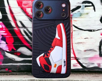 Coque iPhone Sneaker 3D noire et rouge Fashion Streetwear Drip Hypebeast Coque antichoc