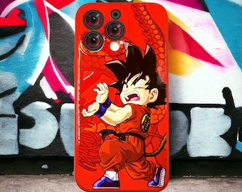 Coque pour iPhone DBZ Goku Fireball rouge inspirée des dessins animés, fine antichoc avec doublure douce en microfibre