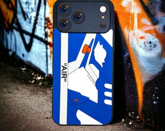 3D-sneaker iPhone blauw wit hoesje Streetwear Hypebeast schokbestendige hoes