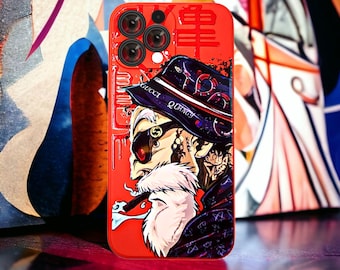 Coque pour iPhone DBZ Master Roshi rouge inspirée des dessins animés, fine antichoc avec doublure douce en microfibre