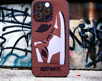 Coque marron pour iPhone inspirée des baskets 3D, Streetwear Hypebeast, protection antichoc
