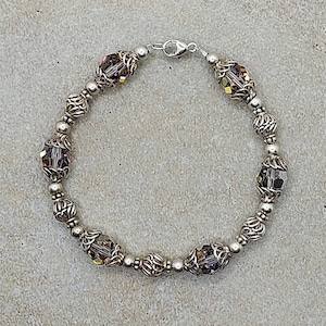 Handmade Bali Sterling Silver Swarovski Crystal Bracelet