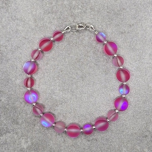 Sterling Silver Mermaid Glass Bracelet: Aurora Borealis Mystic Aura